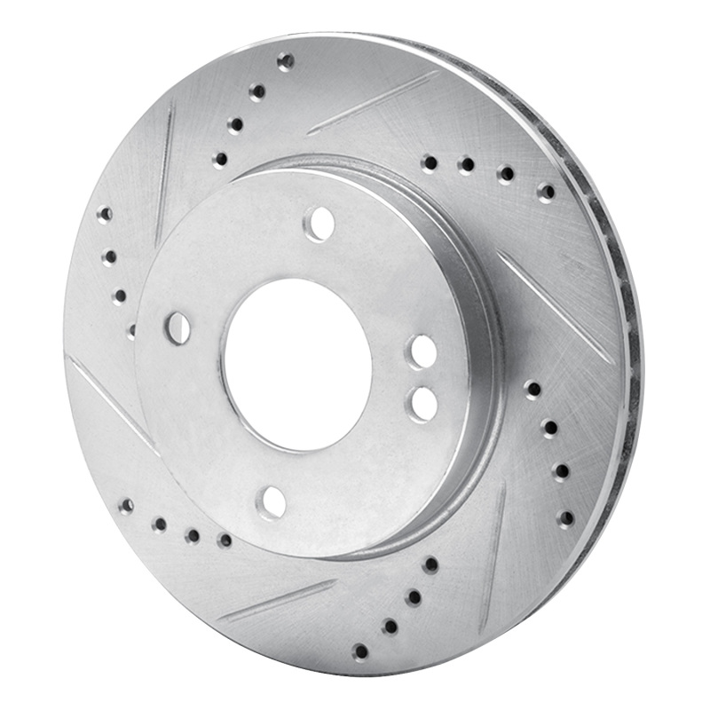 Nissan TIIDA Brake Rotor (1) - Front Left - R1 Concepts - Drilled & Slotted - Silver - `07-`17